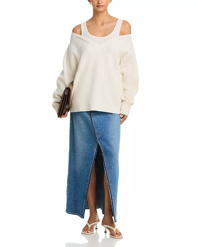 Helmut Lang Double Layer V Neck Woolen Sweater