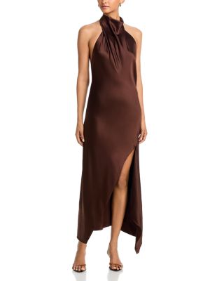 Tie Neck Sleeveless Silk Dress