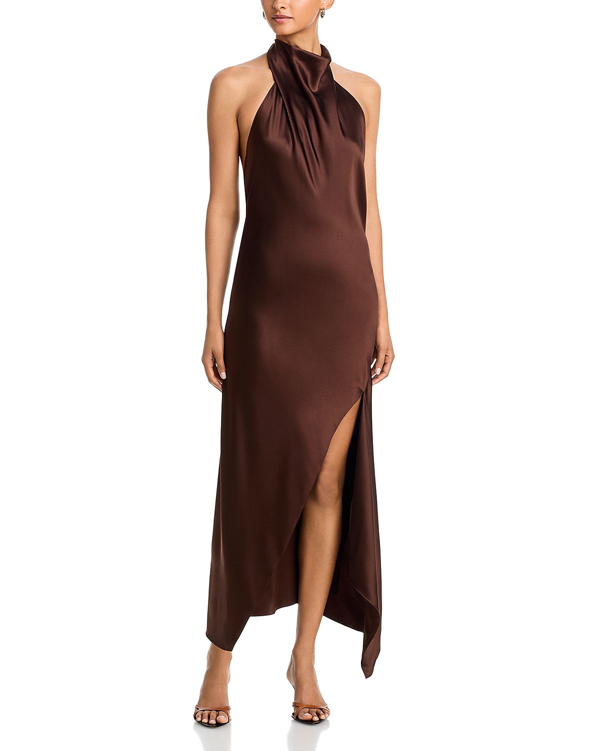 Helmut Lang Tie Neck Sleeveless Silk Dress