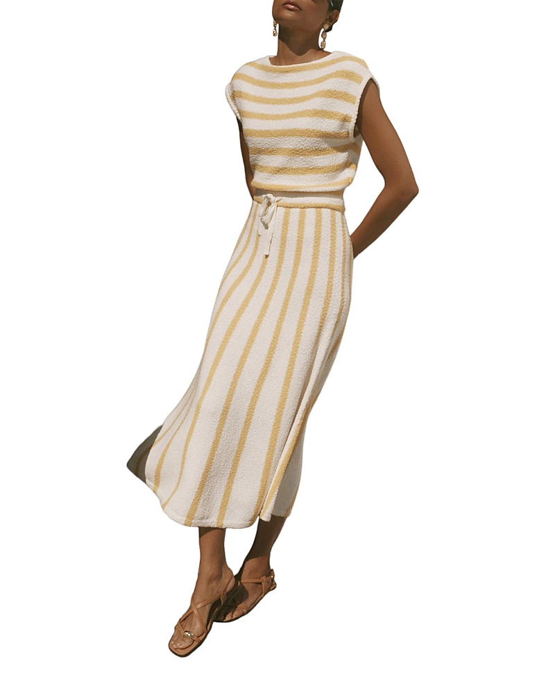 Mint Velvet Women's Cotton Blend Striped Midi Dress