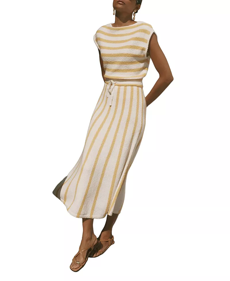 Mint Velvet Women's Cotton Blend Striped Midi Dress