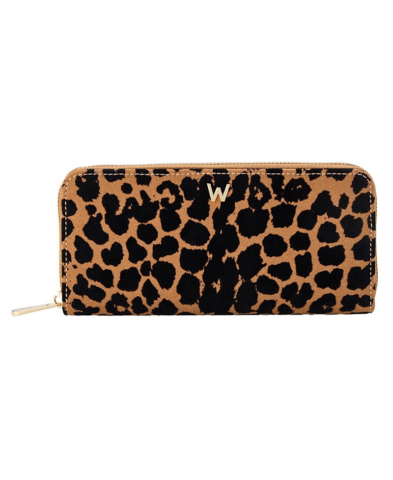 Wolf Savanna Leopard Print Long Zip Wallet