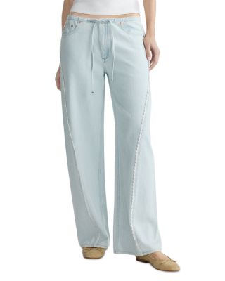 Sienna Aura Low Slung Wide Leg Relaxed Jeans in Saltstone Lace