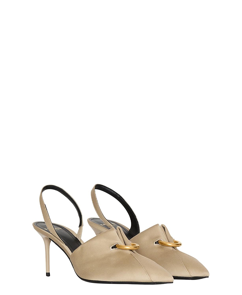 Balmain Women's Cotton Gabardine Slingbacks with Piercing