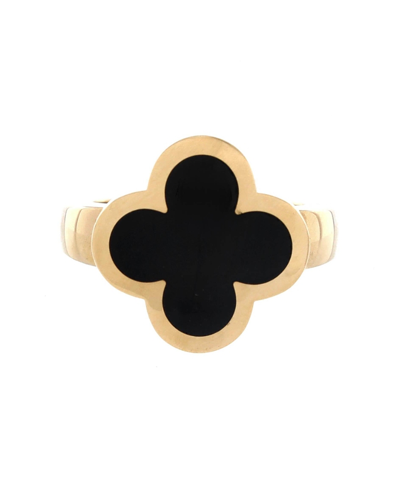 Pre-Owned Van Cleef & Arpels Pure Alhambra Ring 18K Gold and Onyx