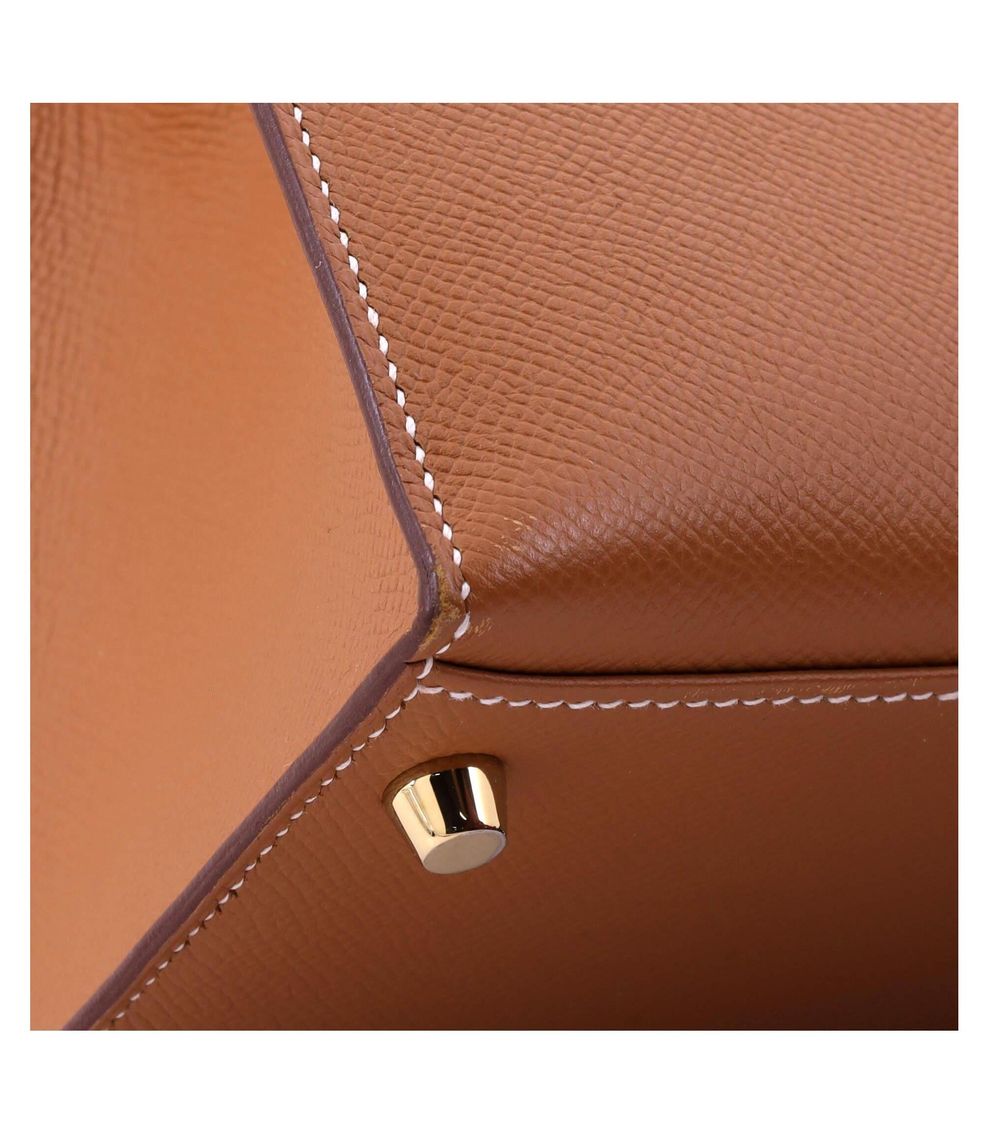 Kelly 28 Handbag Brown Epsom with Hardware — Image 5