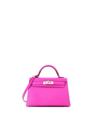 Pre-owned Pre-owned Hermes  Hermes Kelly 20 Handbag Pink Chevre Mysore With Palladium Hardware In Purple