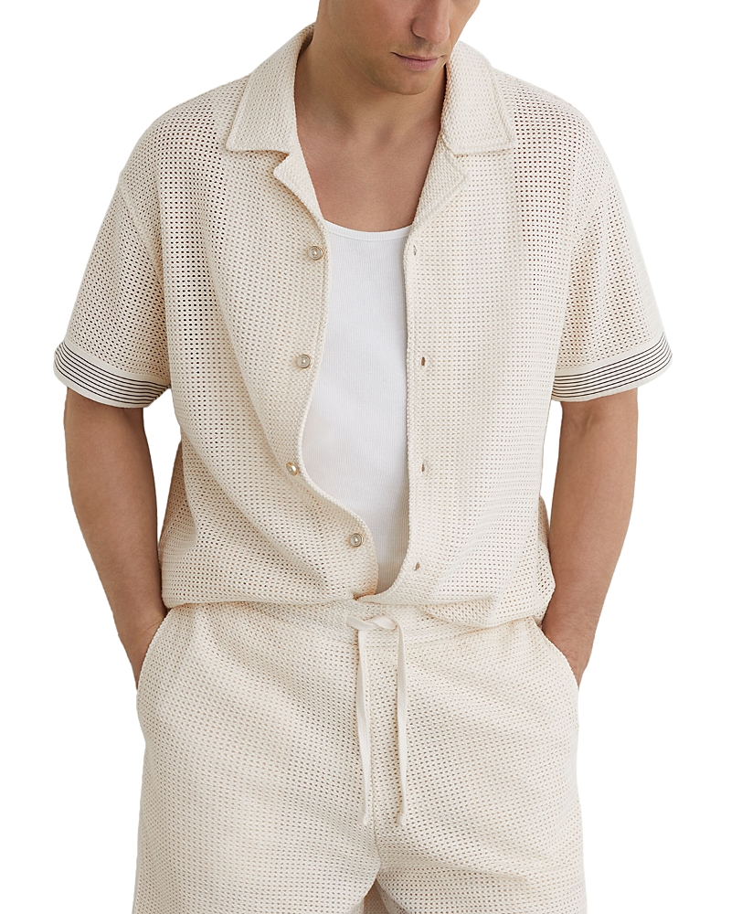 Reiss Aliso Short Sleeve Crochet Tape Cuban Shirt
