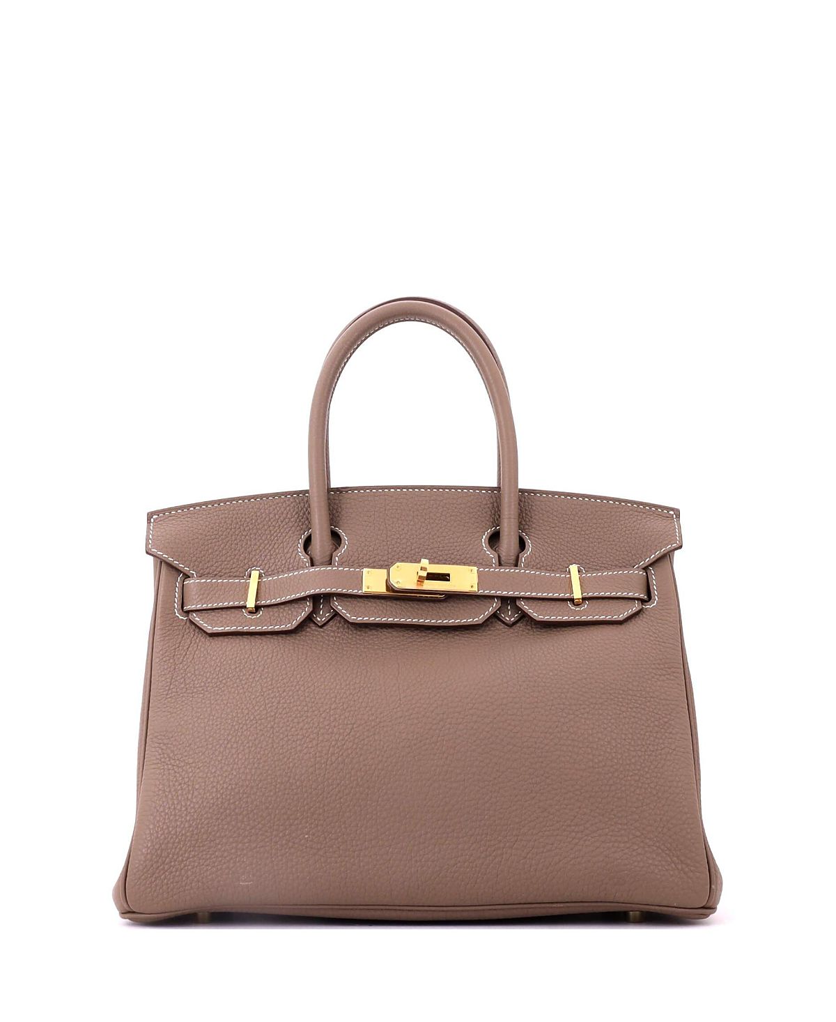 Pre-Owned HERMES Birkin 30 Handbag Grey Togo with Gold Hardware