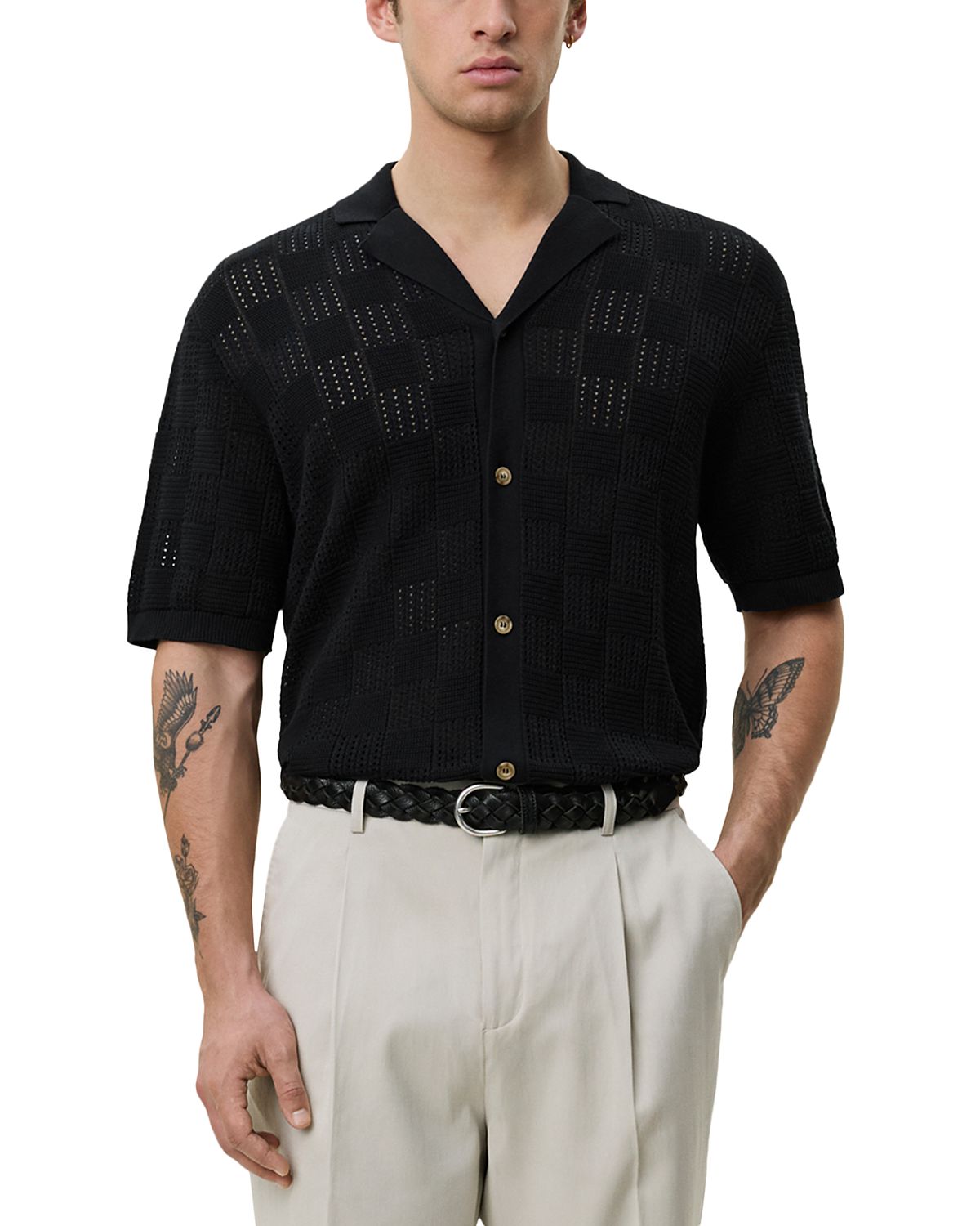 Les Deux Squared Knitted Short Sleeve Shirt
