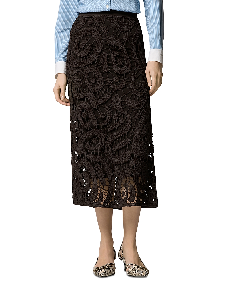 Pinko Geometric Crochet Midi Skirt