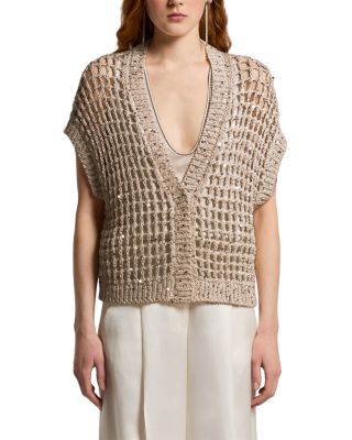 Sequinned Open Knit Sweater