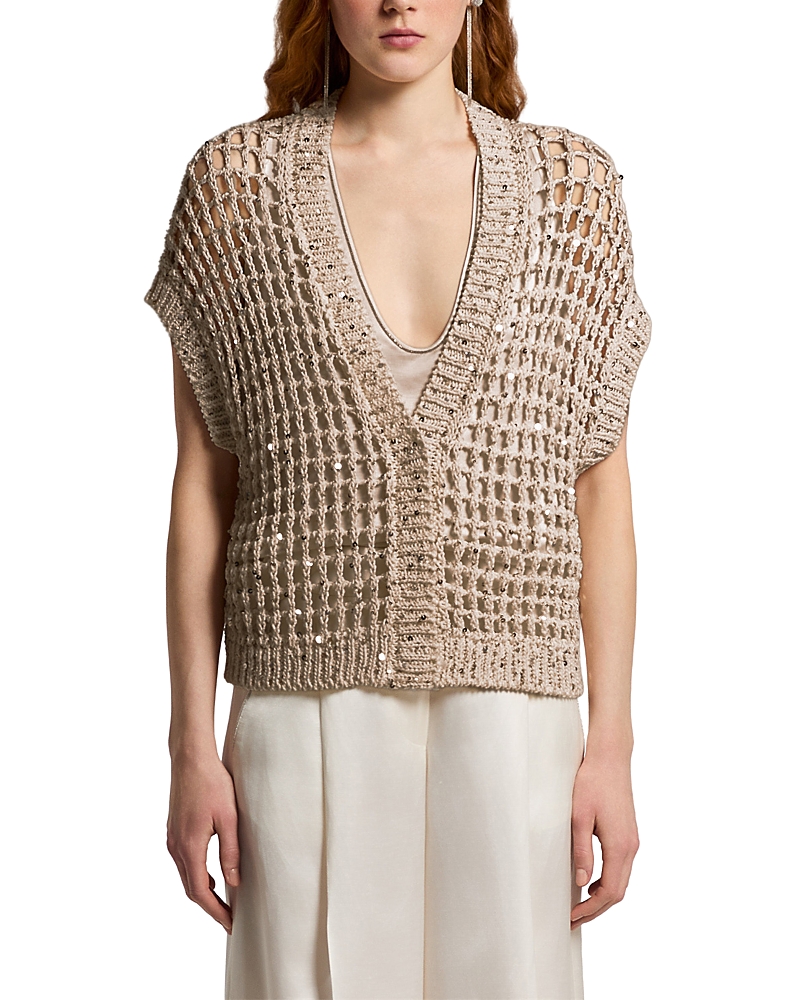 Peserico Sequinned Open Knit Sweater