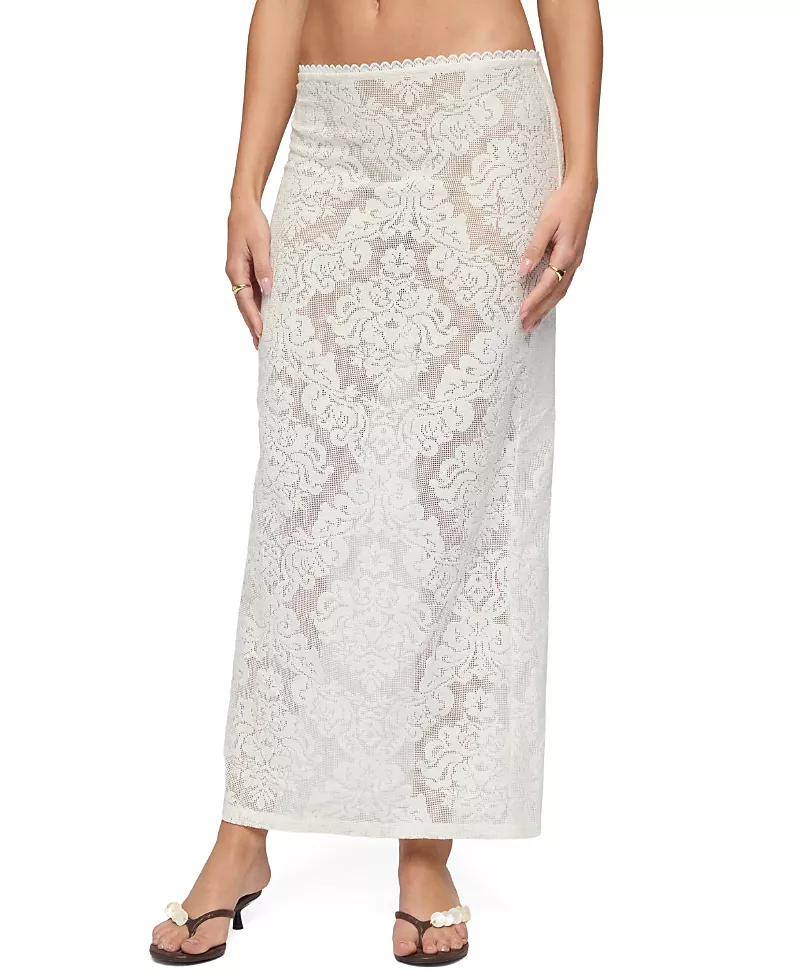 Edikted Violette Sheer Lace Maxi Skirt