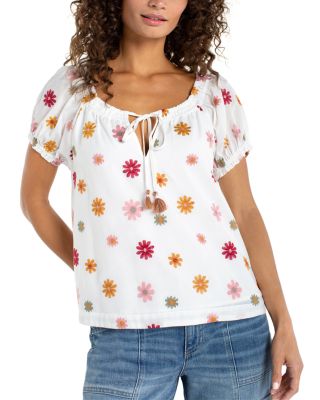 Printed Tie Neck Top