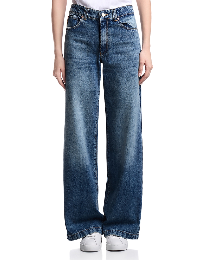 Emporio Armani High Rise Wide Leg Jeans in Dark Blue Denim