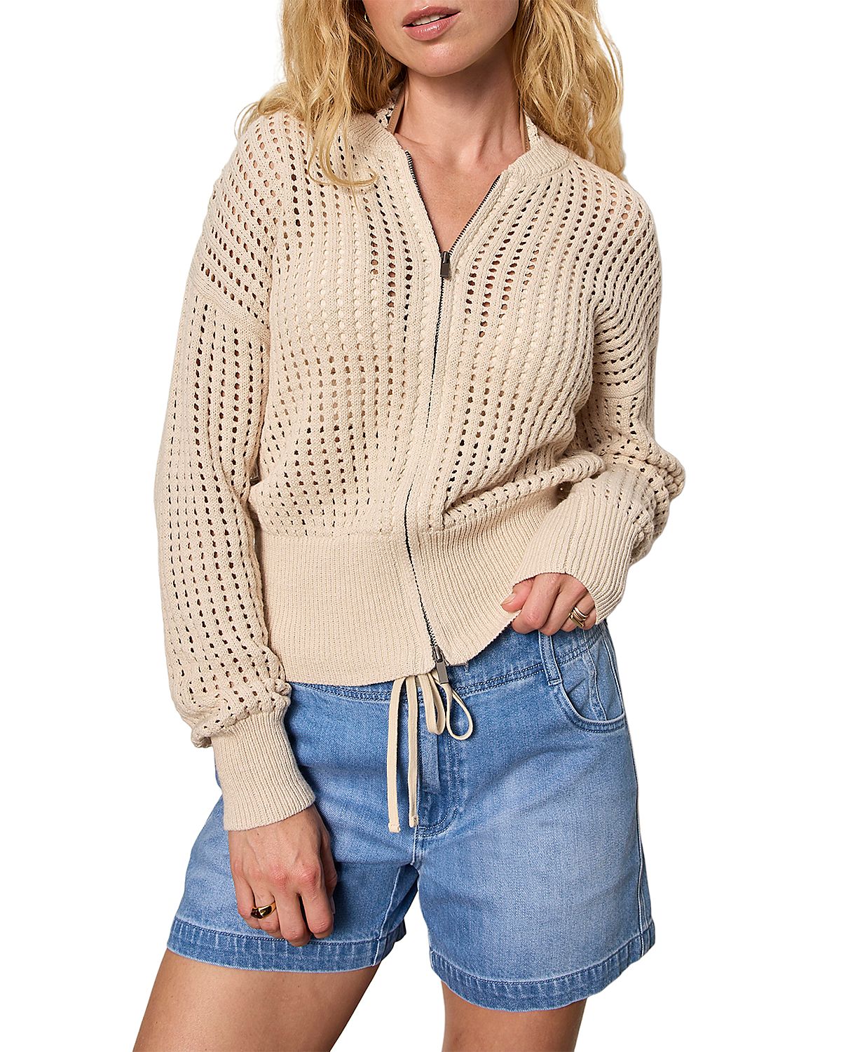 Sanctuary Laguna Openwork Bomber Sweater