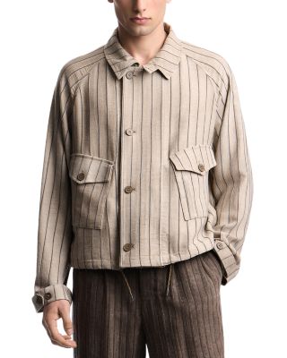 Viscose Striped Drawstring Hem Jacket