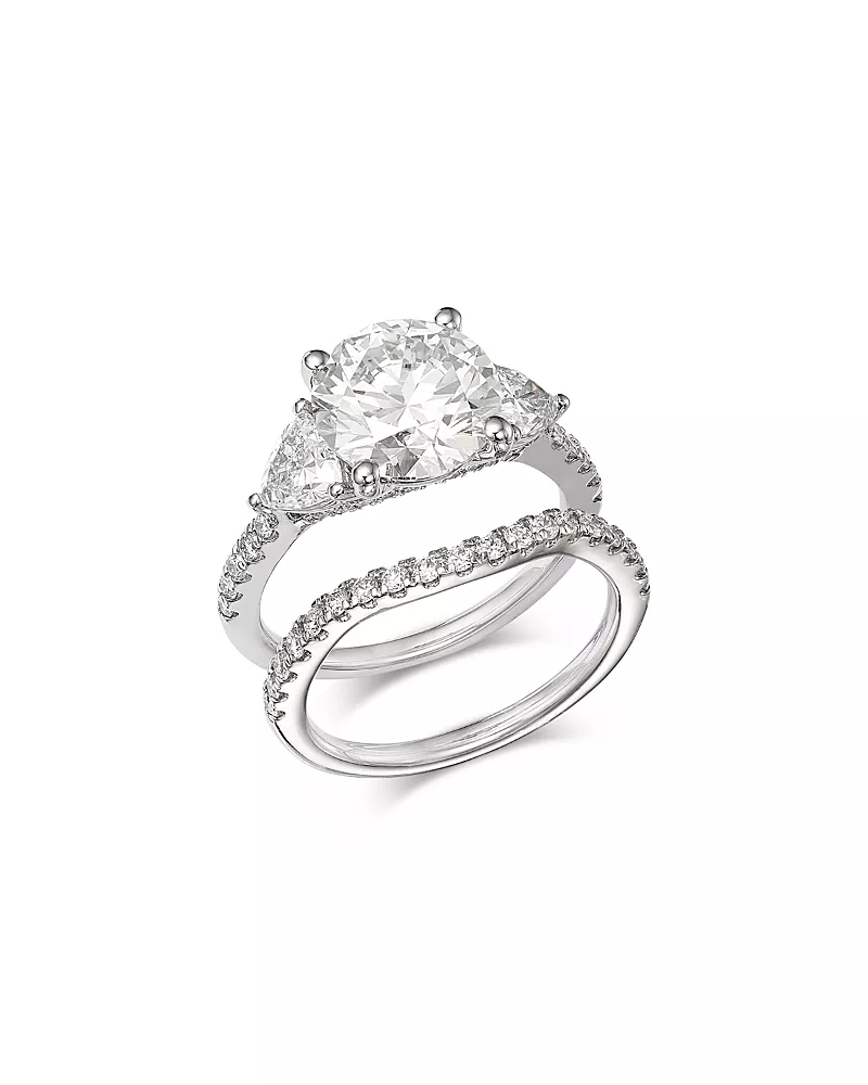 Bloomingdale's Fine Collection Luxe Collection Certified Lab Grown Diamond Bridal Set in 18K White Gold, 4.26 tcw