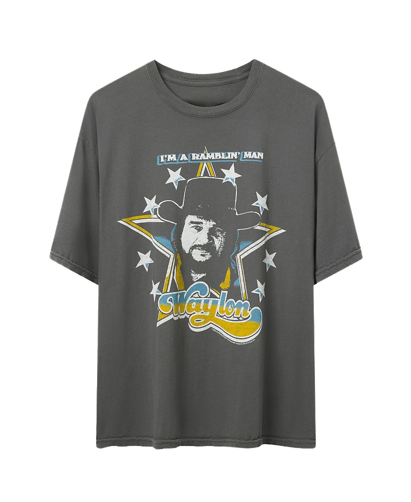 Junk Food Clothing Unisex Waylon Jennings I'm a Ramblin' Man Oversized Tee