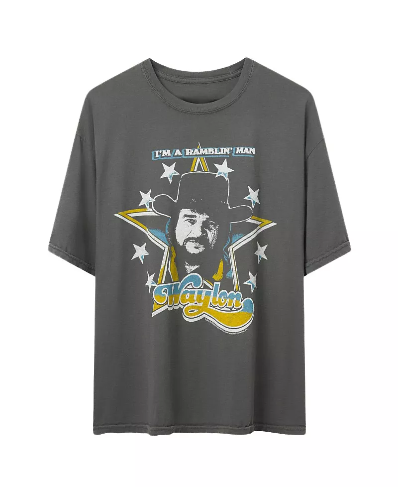Junk Food Clothing Unisex Waylon Jennings I'm a Ramblin' Man Oversized Tee