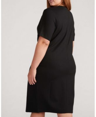 womens black ponte dress Boden Women's Una Ruched Front Ponte Dress in Black