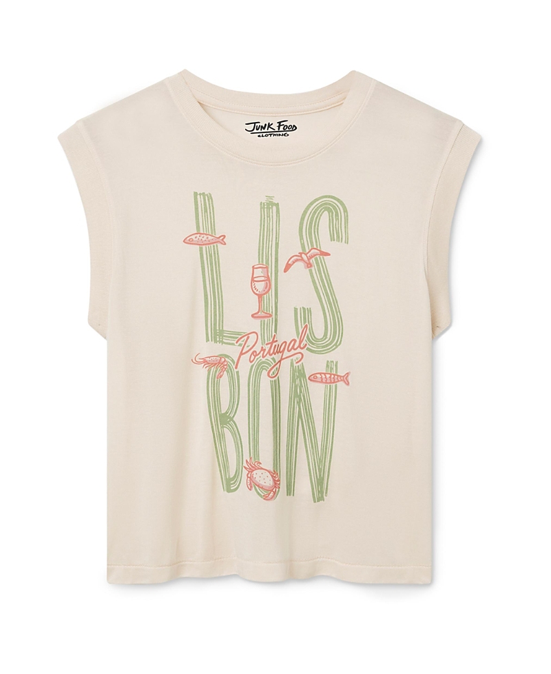 Junk Food Clothing Women's Lisbon Portugal Vintage Tissue Tank