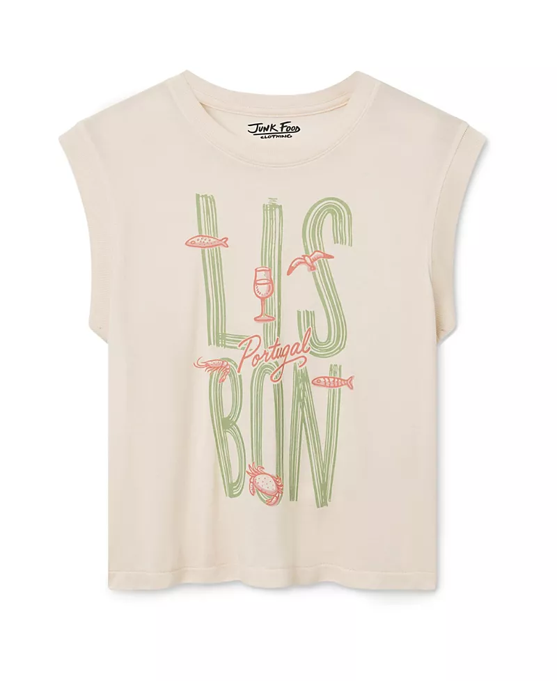 Junk Food Clothing Women's Lisbon Portugal Vintage Tissue Tank