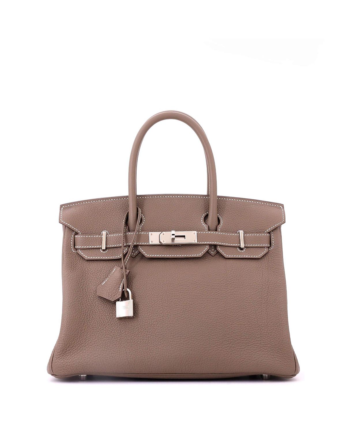 Pre-Owned HERMES Birkin 30 Handbag Grey Togo with Palladium Hardware