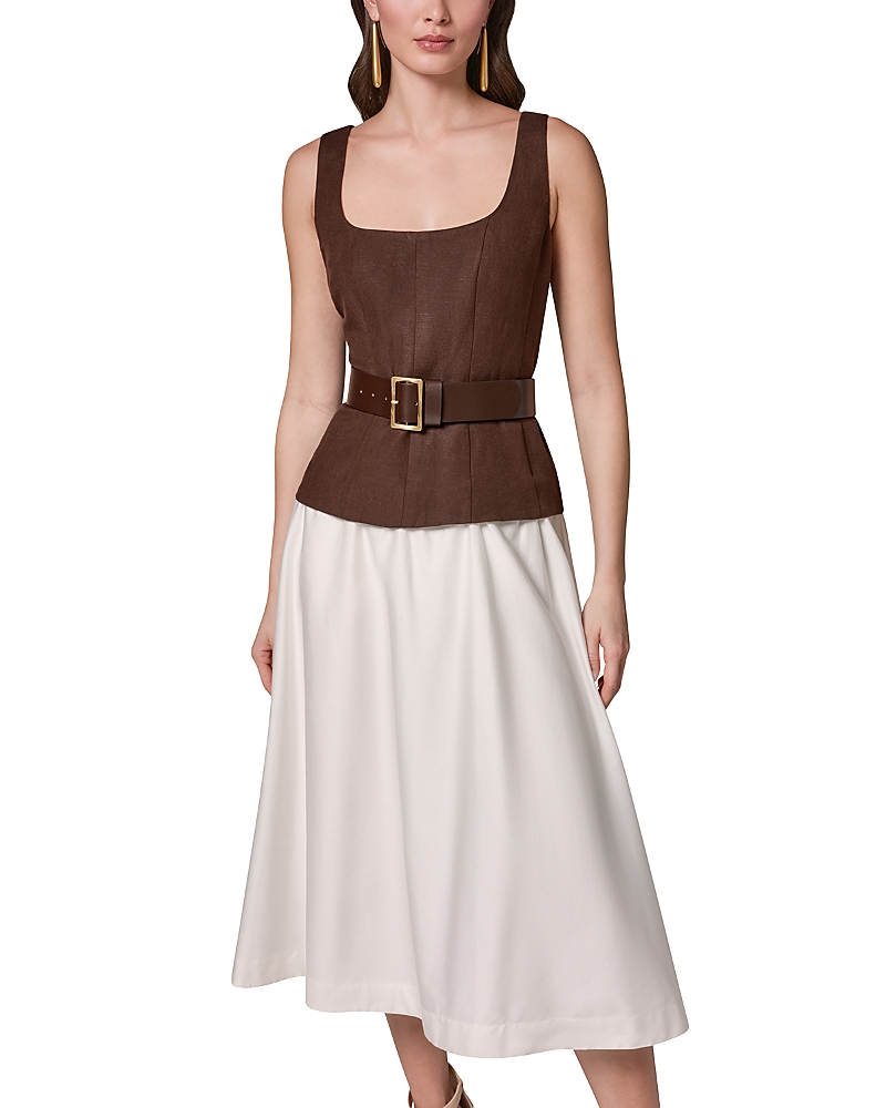 Donna Karan New York Mixed Media Belted Midi Dress