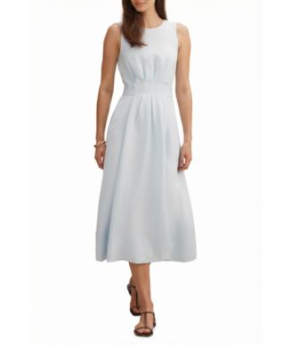  Women's Rosie Linen Sleeveless Tuck Midi Dress