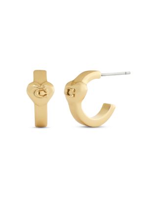 Signature C Heart Huggie Hoop Earrings
