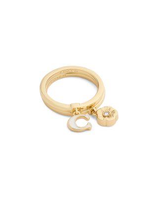 Signature C Tea Rose Charm Ring, Set of 2
