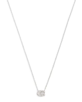 Pav&eacute; Signature C Pendant Necklace, 16-18"