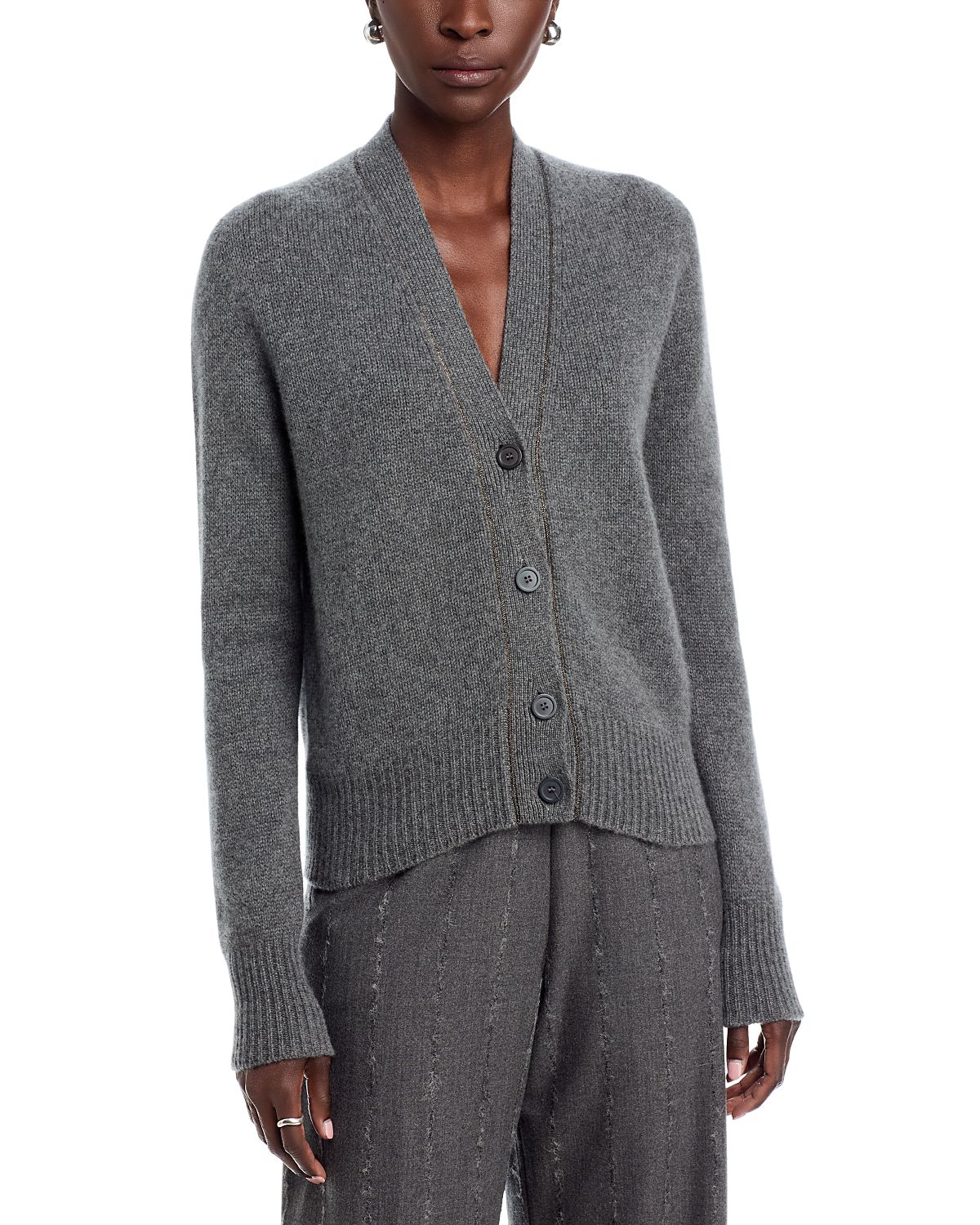 Fabiana Filippi Cashmere V Neck Gauze Cardigan