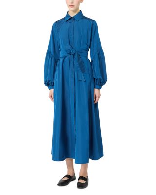 Mxmbaruffa Navy Tie Waist Shirt Dress