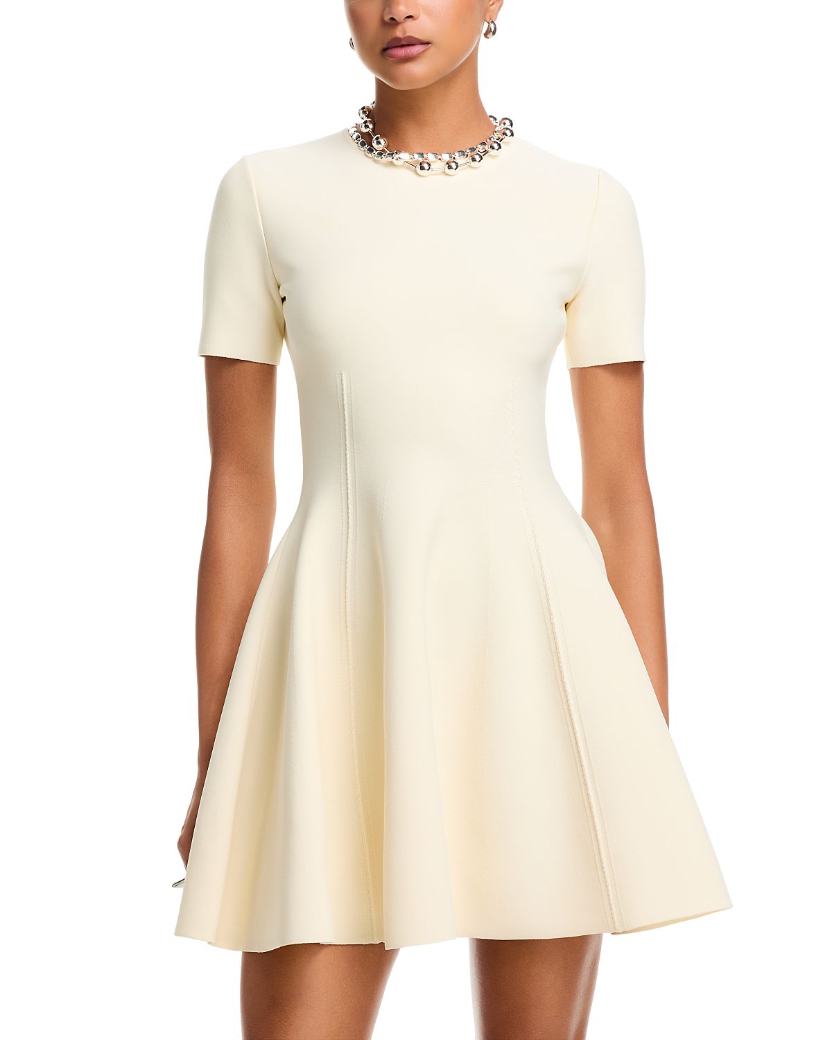 McQueen Seamed Short Sleeve Mini Dress