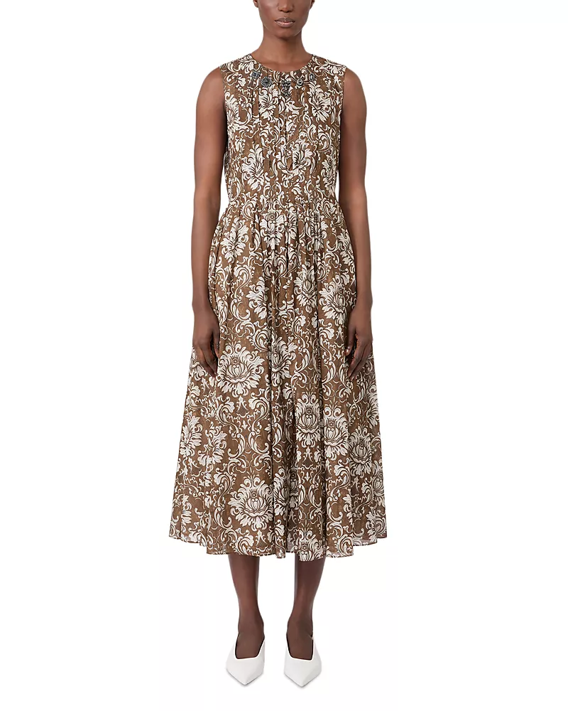 Max Mara Stmagile Cotton Pleated Dress
