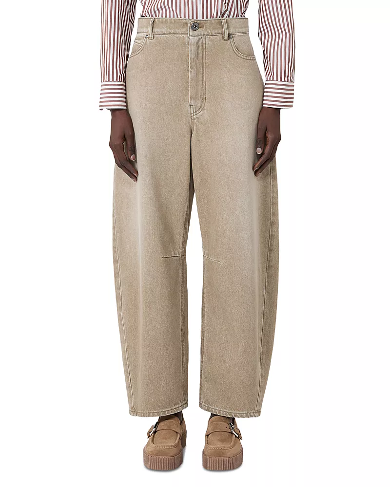 Weekend Max Mara Wkdarcadia High Rise Barrel Jeans in Beige