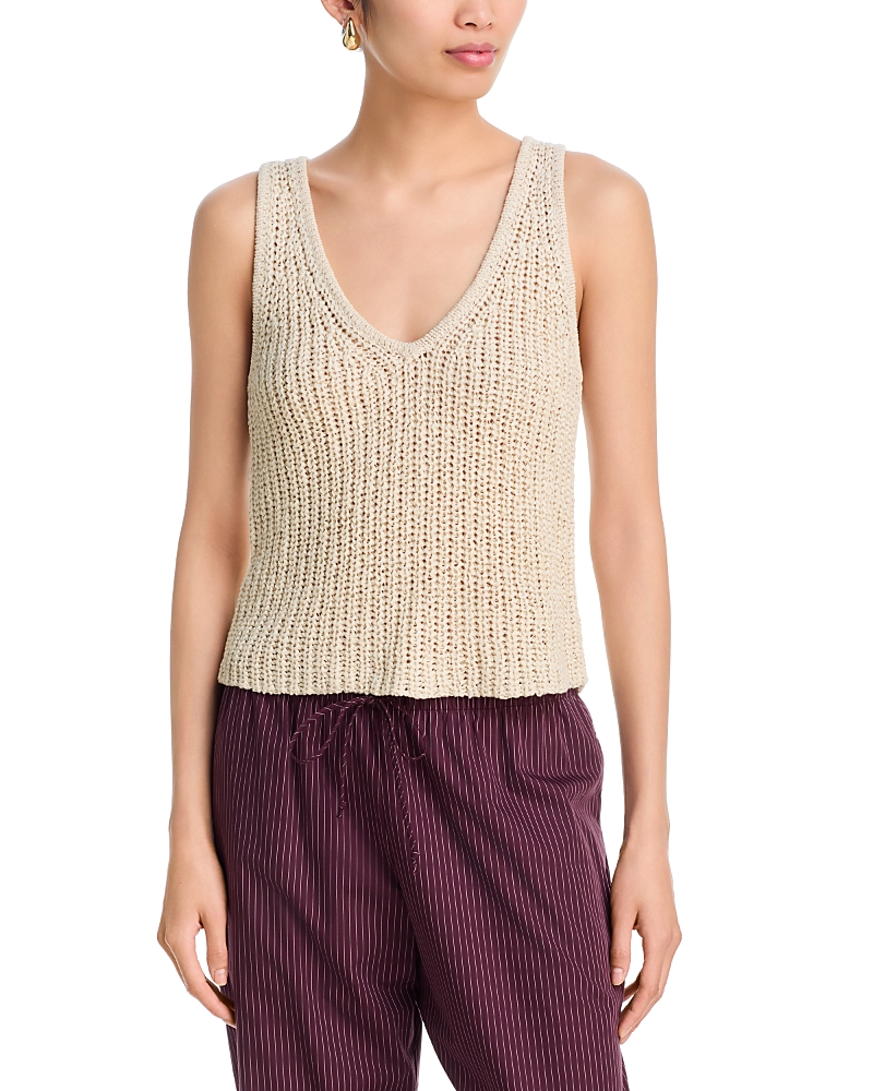 Aqua Tape Yarn V Neck Tank Top - Exclusive
