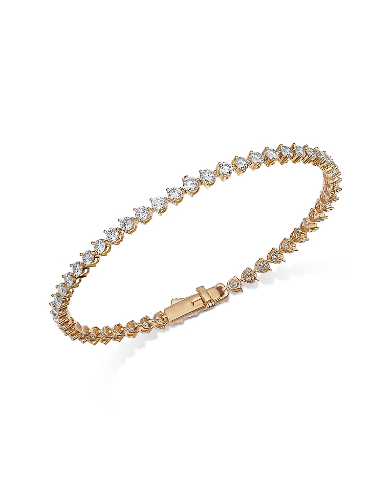 Bloomingdale's Fine Collection Luxe Collection Certified Lab Grown Diamond Tri Prong Tennis Bracelet in 14K Yellow Gold, 4.0 tcw