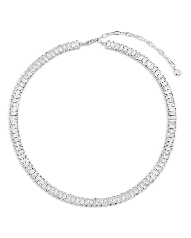 Ettika Crystal Baguette Tennis Necklace, 15