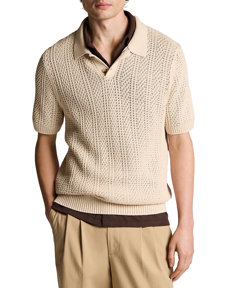 Vince Seed Stitch Rib Short Sleeve Polo