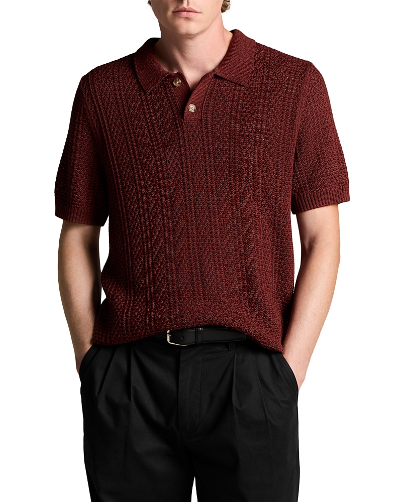 Vince Seed Stitch Rib Short Sleeve Polo