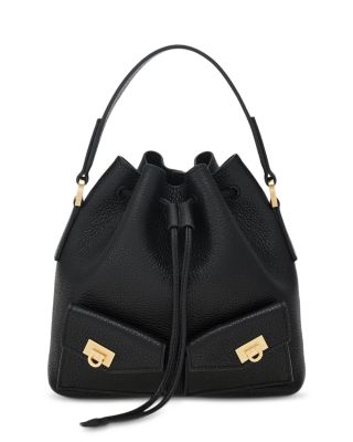 Mini Textured Leather Bucket Bag 