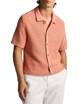 Crocheted Button Front Short Sleeve Shirt