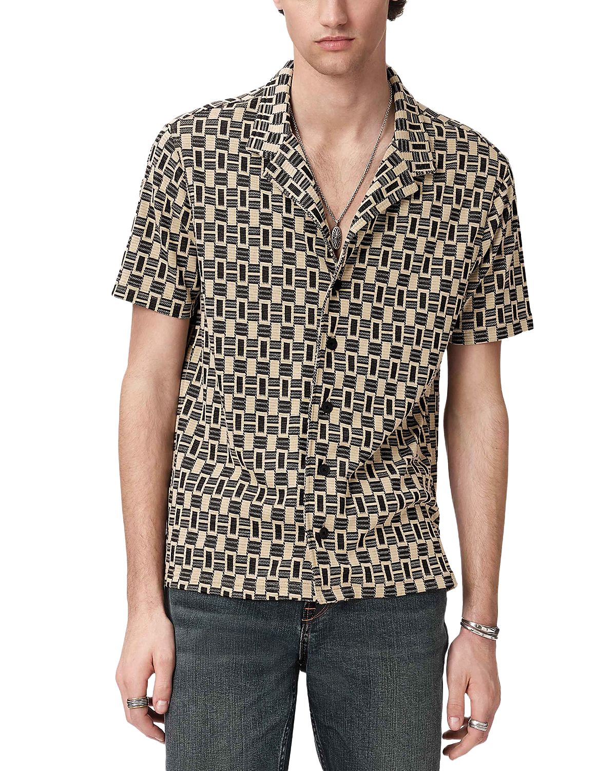 John Varvatos Sanford Short Sleeve Camp Collar Shirt