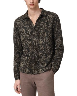 Lucian Long Sleeve Shirt in Jacquard with Pintuck