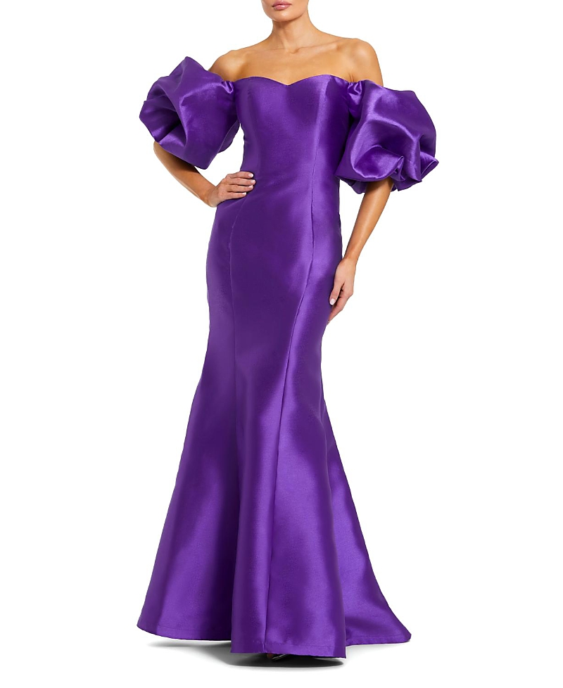 Mac Duggal Sweetheart Off The Shoulder Puff Sleeve Gown