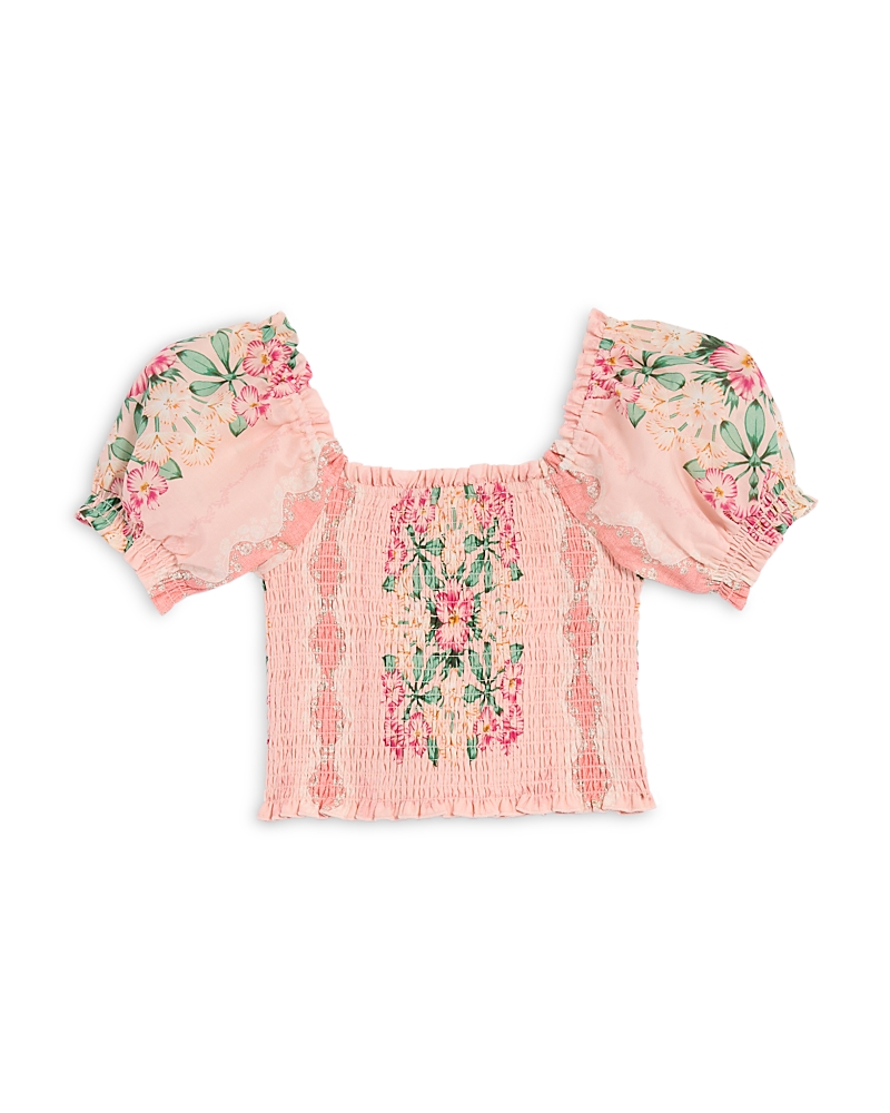 Aqua x Agua Bendita Girls' Short Sleeved Smocked Top, Little Kid, Big Kid - Exclusive